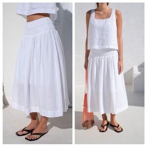 AYR Triple Threat Skirt White Linen